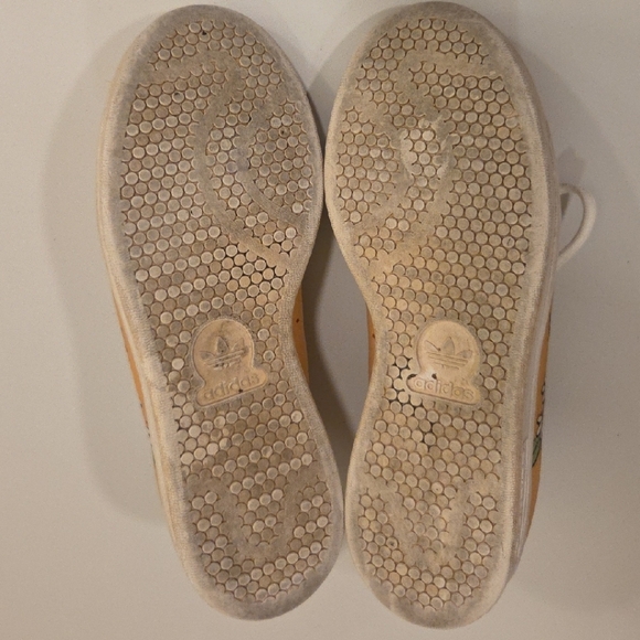 Adidas Stan Smith Peach/ Light Orange Floral Sneakers Leather Low Top Sz 6.5 - Picture 8 of 11